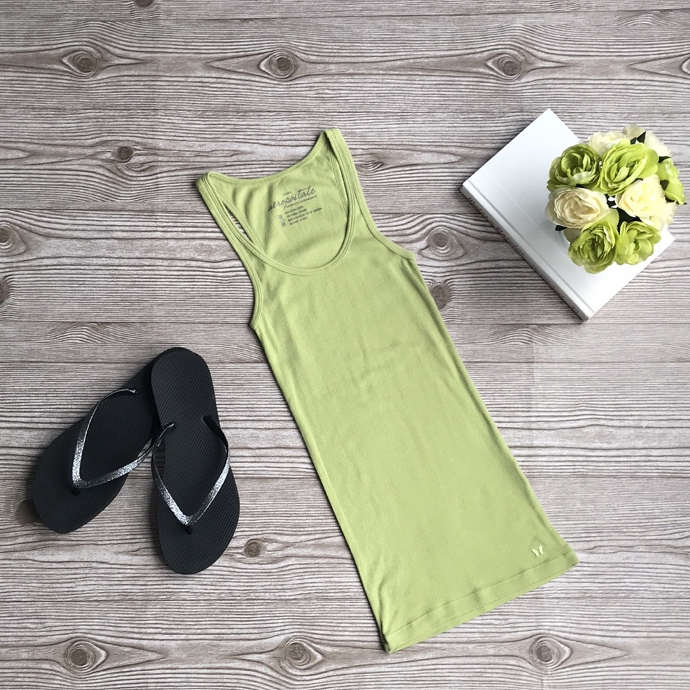 Aeropostale Green Ribbed Tank Top